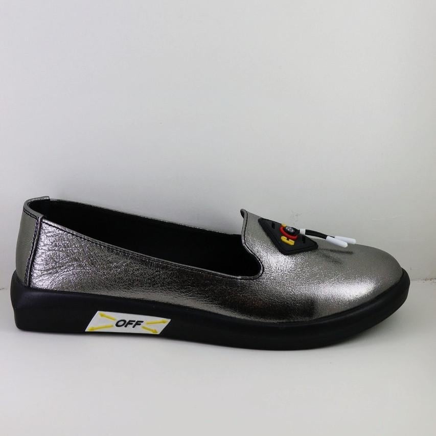 Туфли женские кожаные Medium Спорт р. 40 Серебряный (1276)