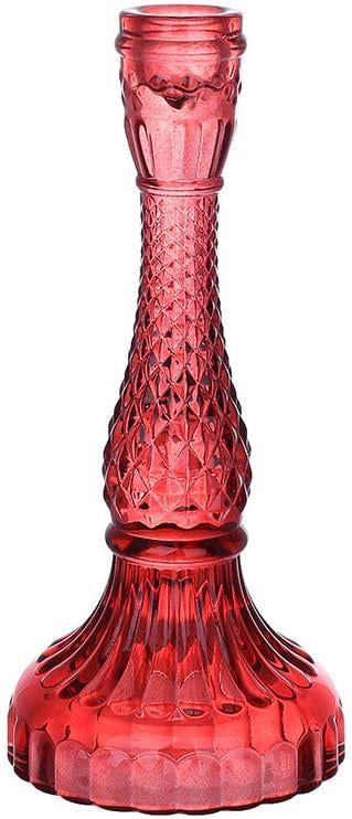 Подсвечник стеклянный Crystal Glass11х22 см Красный