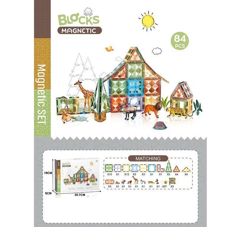 Конструктор магнітний Зоопарк 84 деталі/фігурки тварин Multicolor (162530) - фото 2