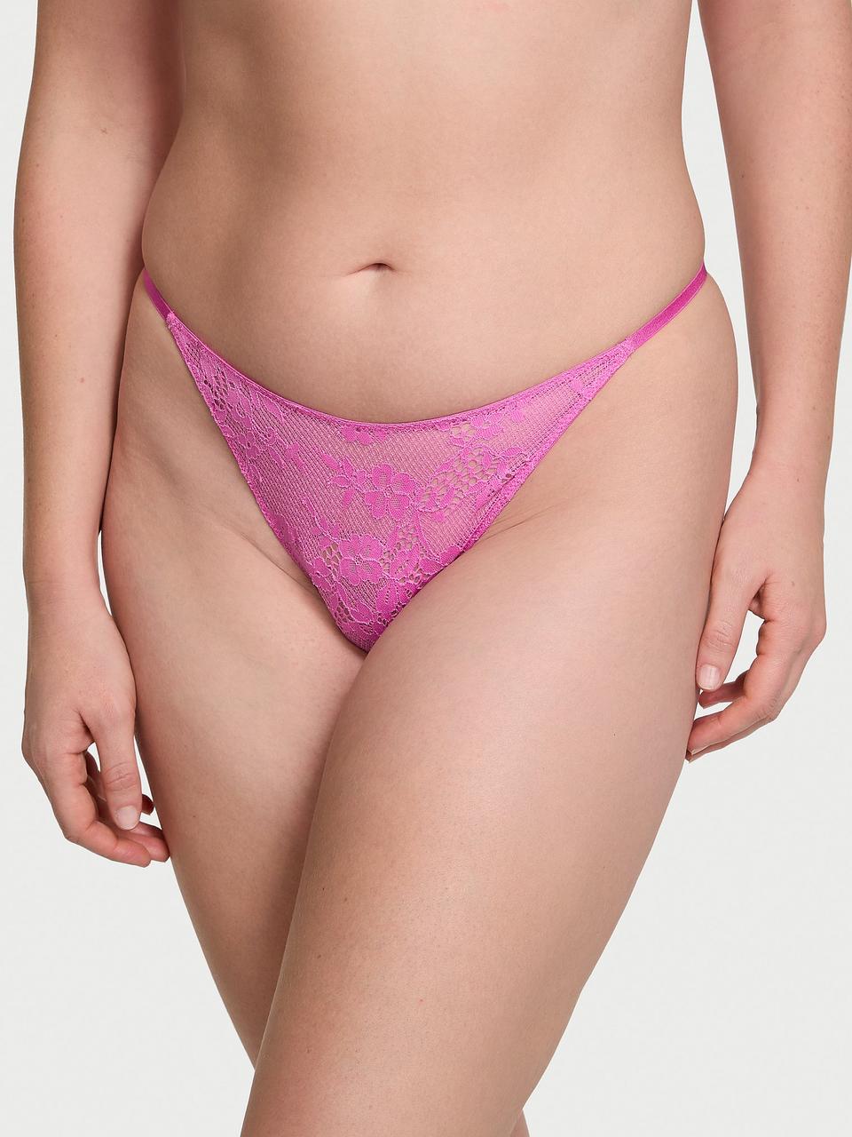 Трусики женские Victoria's Secret Lace Rhinestone Heart Hardware Brazilian XL Розовый (34312955164429)