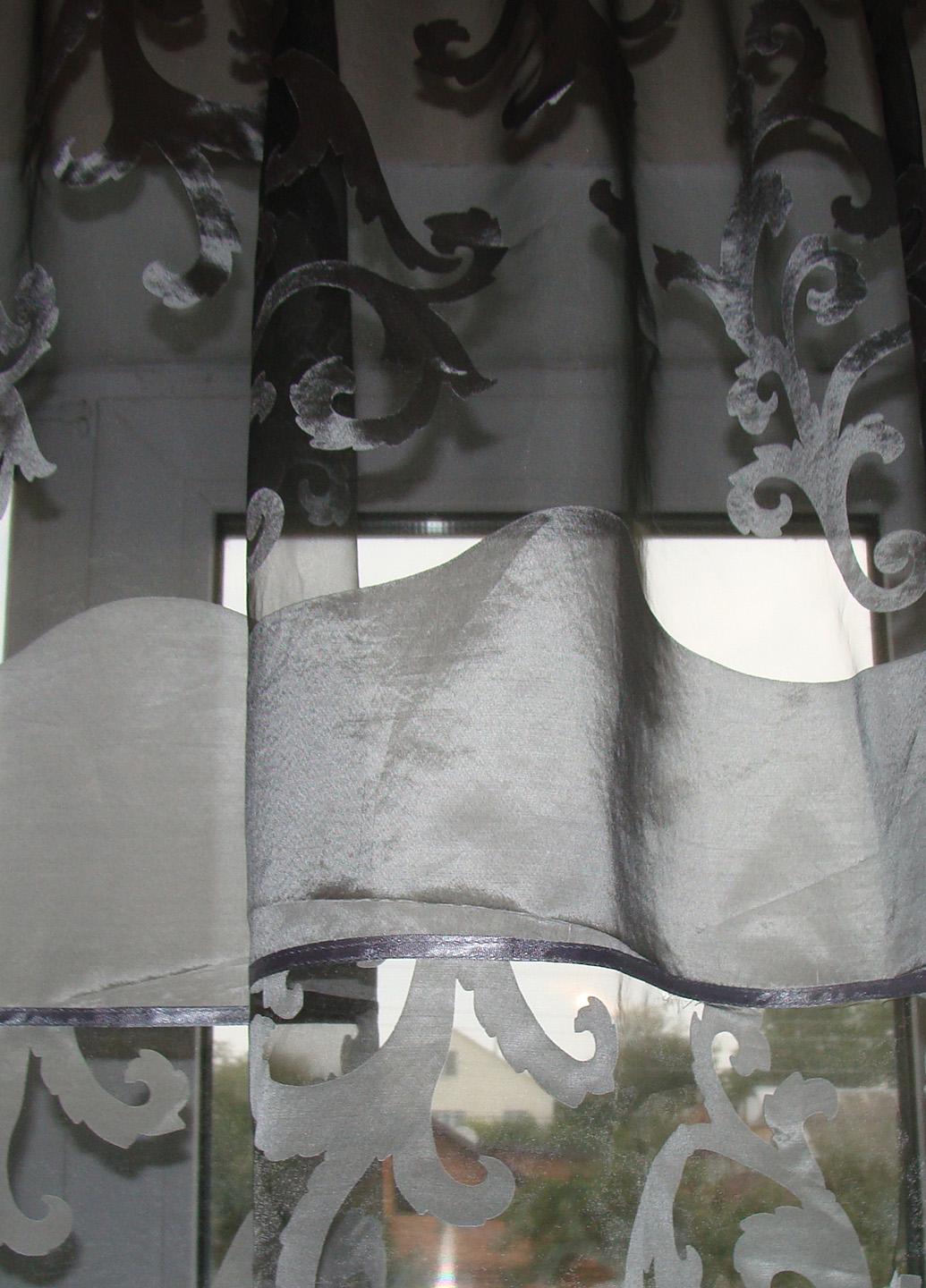 Комплект гардин и шторок к подоконнику Firanka Simple 200 см Черный с серым (70_5к) - фото 2 Комплект гардин и шторок к подоконнику Firanka Simple 200 см Черный с серым (70_5к) - фото 2