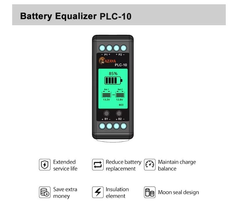 Балансировщик MAZAVA PLC-10 Battery Equalizer AG241010 Black (25043066) - фото 8 Балансировщик MAZAVA PLC-10 Battery Equalizer AG241010 Black (25043066) - фото 8