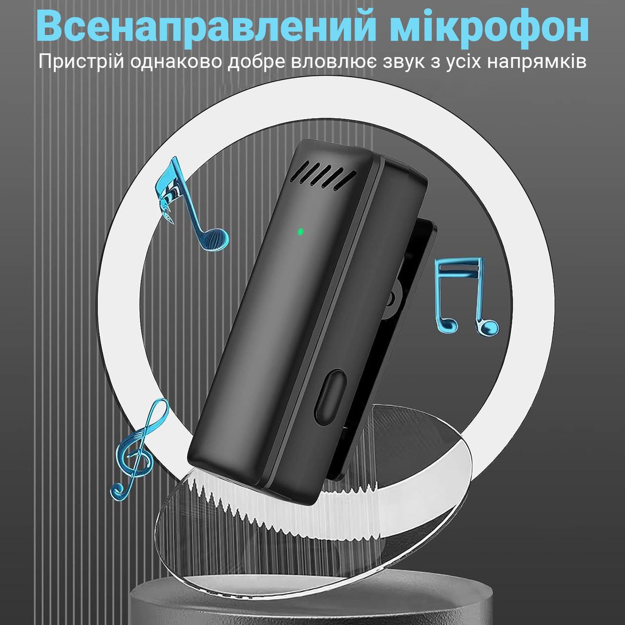 Микрофон двойной петличный беспроводной Savetek P32-2 с Lightning с зарядным кейсом для iPhone/iPad/Macbook 2,4 ГГц - фото 9