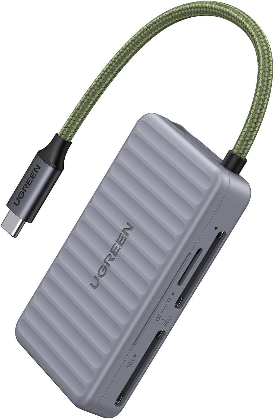 Кейс холдер UGREEN для хранения 4 карт Card Reader 2в1 CM868 SD/TF/MicroSD USB-C 170 Mbs Grey (55886)