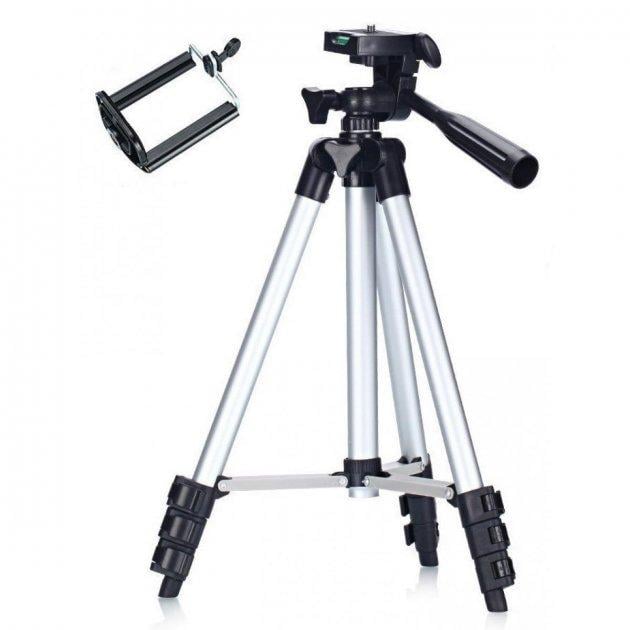 Штатив для телефону Tripod 3110 з тримачем і чохлом Срібний (ftlx-842) - фото 1