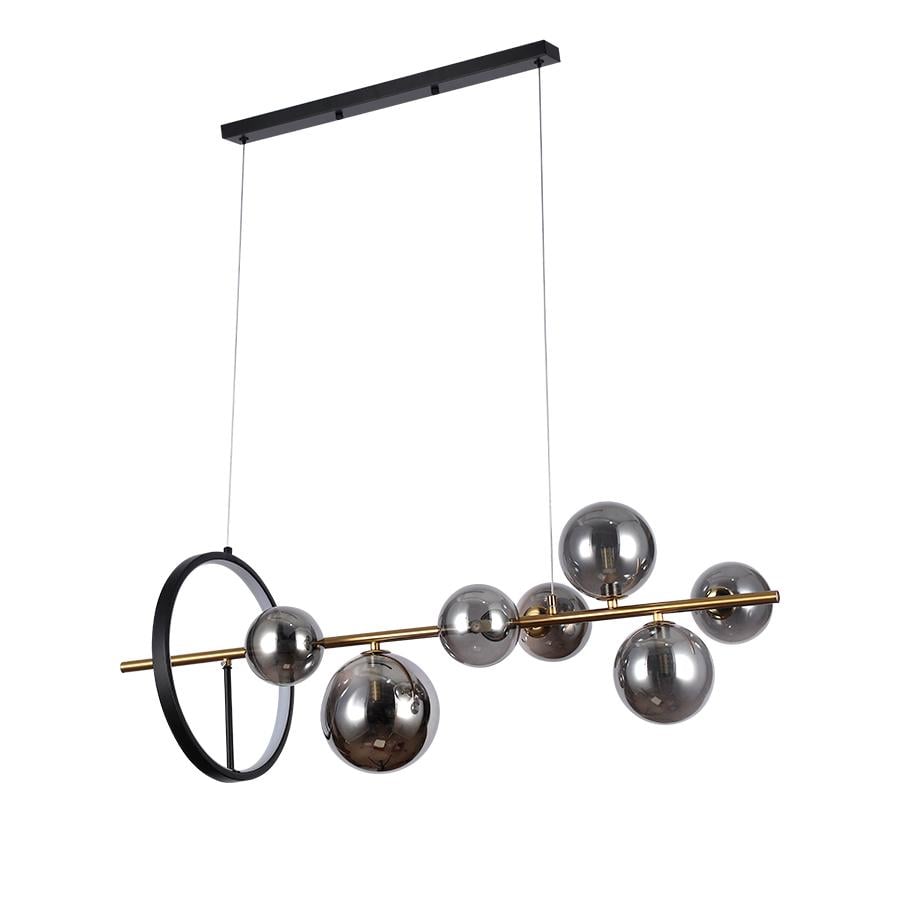 Люстра молекула підвісна Levistella 918LP267-7 GAB/BK плафони чорні Чорний/Бронза