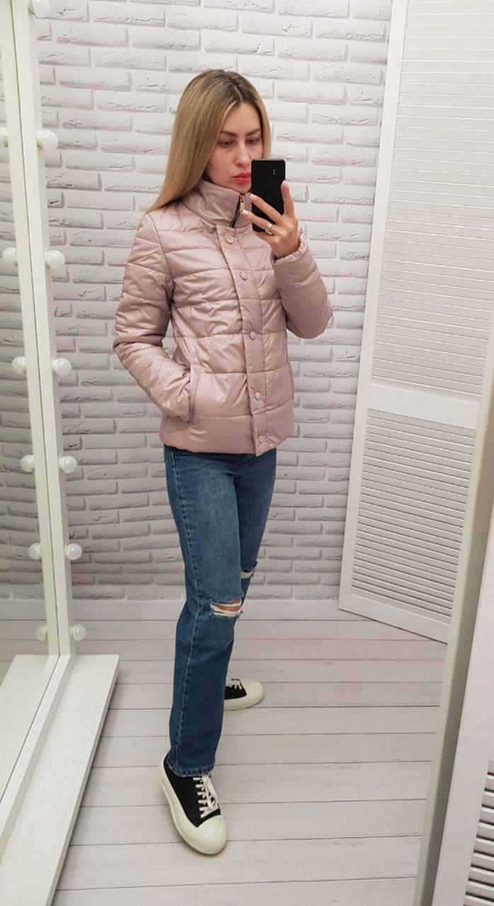 Куртка демисезонная Khan короткая приталенная р. 42 Пудровый (Kh211)