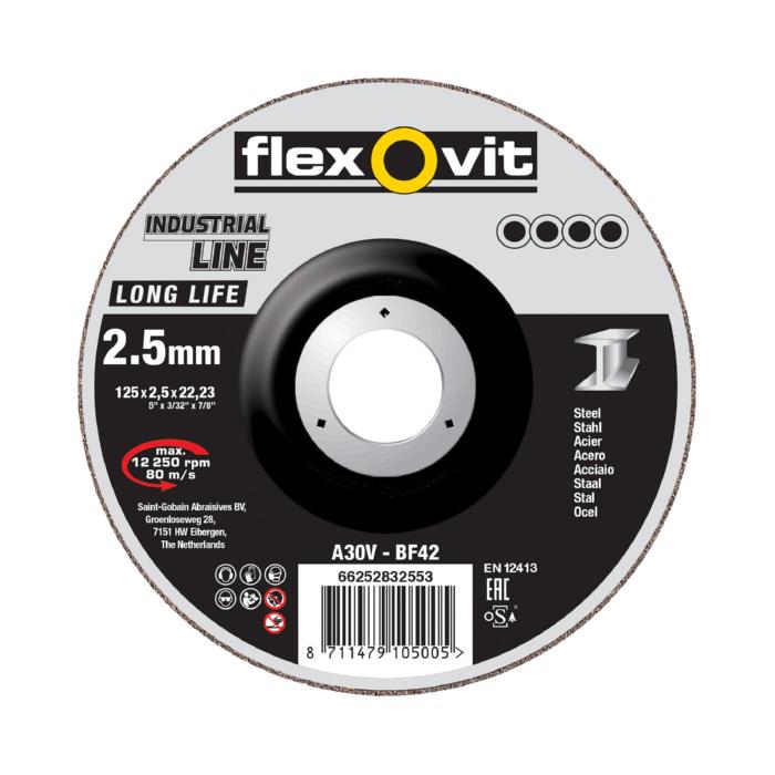 Круг Flexovit отрезной по металлу FH40 A 30 V-BF41 EXTRA Long Life 13300 об/мин 115х2,5х22,2 мм 66252919980 (13933)