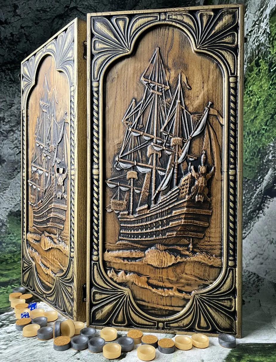 Нарды ручной работы деревянные ясень Фрегат 48 см (Н-109) Нарды ручной работы деревянные ясень Фрегат 48 см (Н-109)