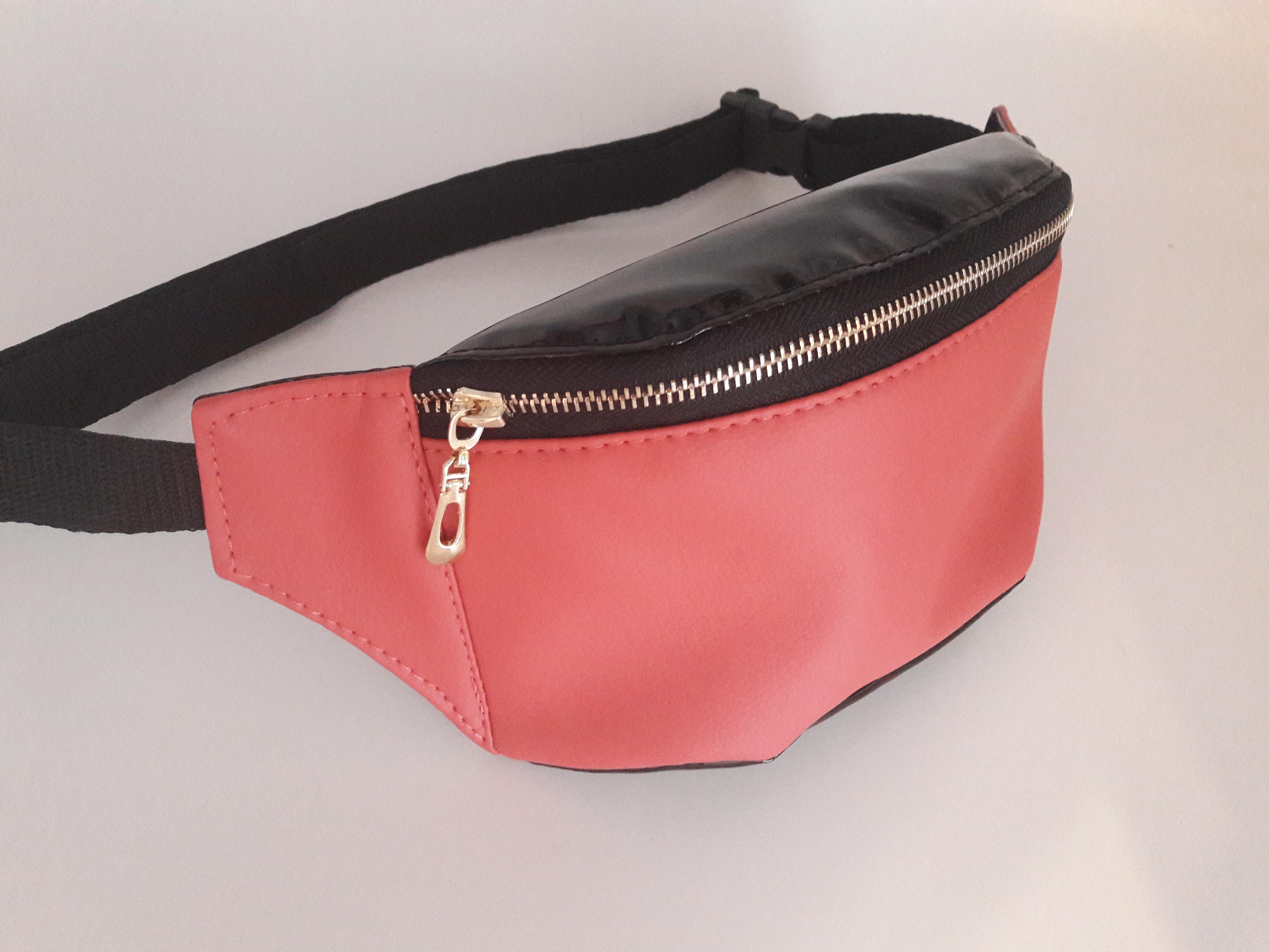 Сумка на пояс Sambag Tirso MSG Рожевий з чорним лаком (17502)