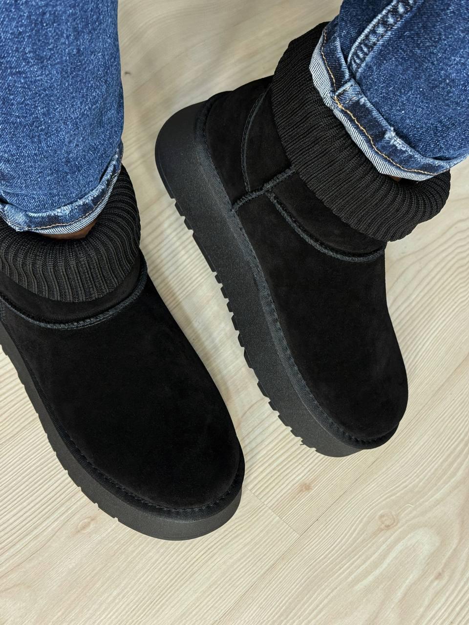 Угги женские Hengji 56-1 с манжетом носком на высокой подошве р. 40 Черный (5154) - фото 6 Угги женские Hengji 56-1 с манжетом носком на высокой подошве р. 40 Черный (5154) - фото 6