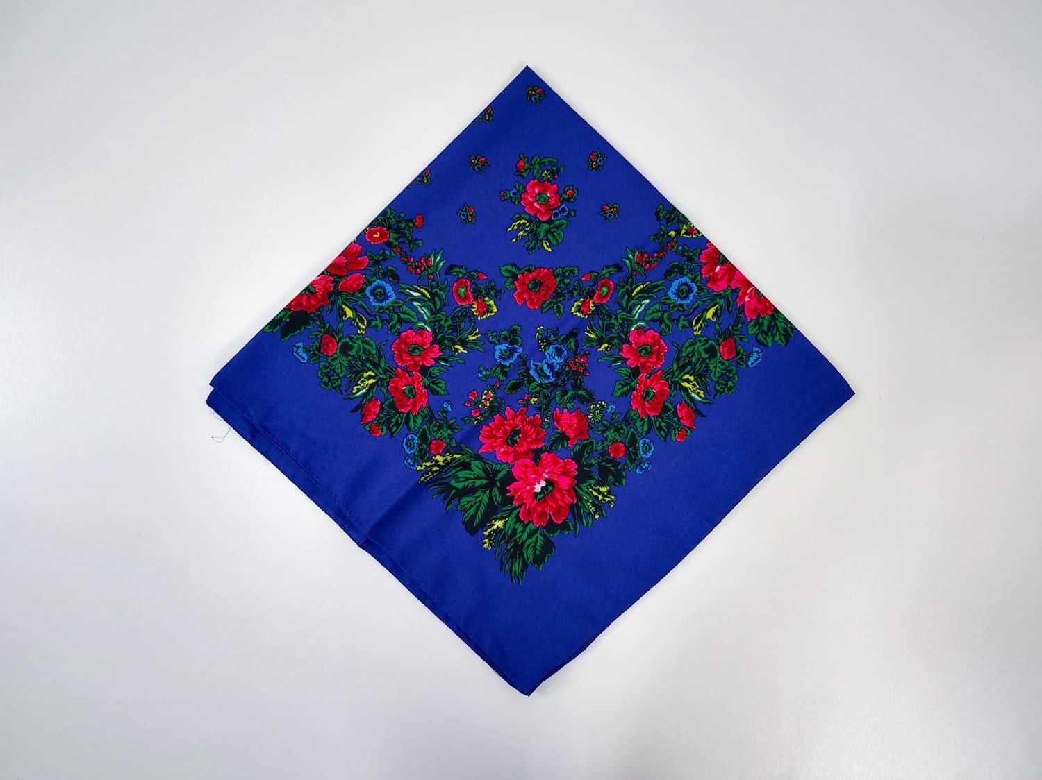 Платок Розовый цветок 80x80 см Синий (29816099)