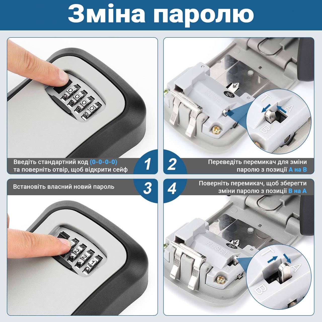 Сейф міні для ключів uSafe KS-03p пластиковий зовнішній настінний з кодовим замком Сірий - фото 9 Сейф міні для ключів uSafe KS-03p пластиковий зовнішній настінний з кодовим замком Сірий - фото 9