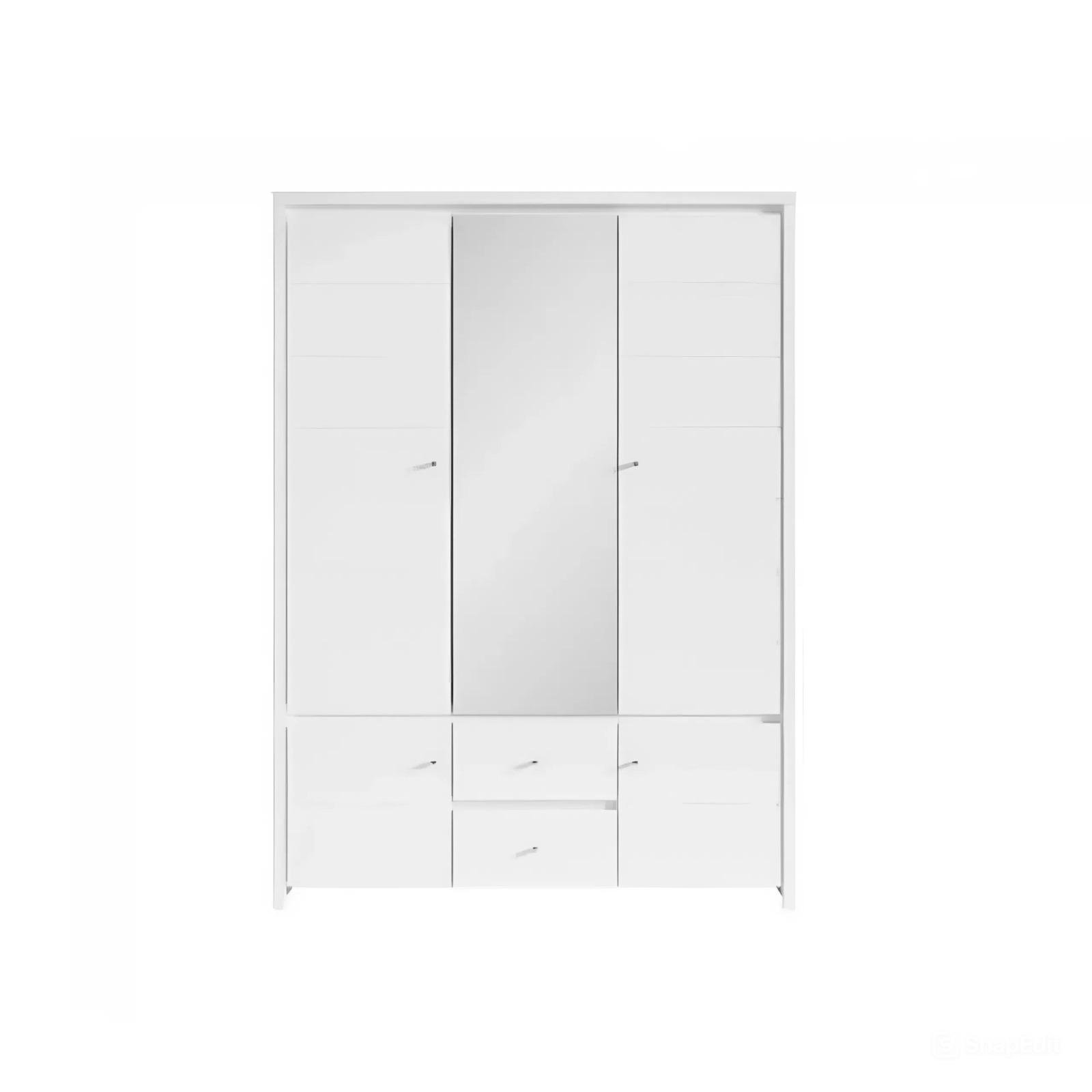 Шафа з дзеркалом ВМК Крістіна SZF5D2S Білий/Білий глянець (GRB-1797)