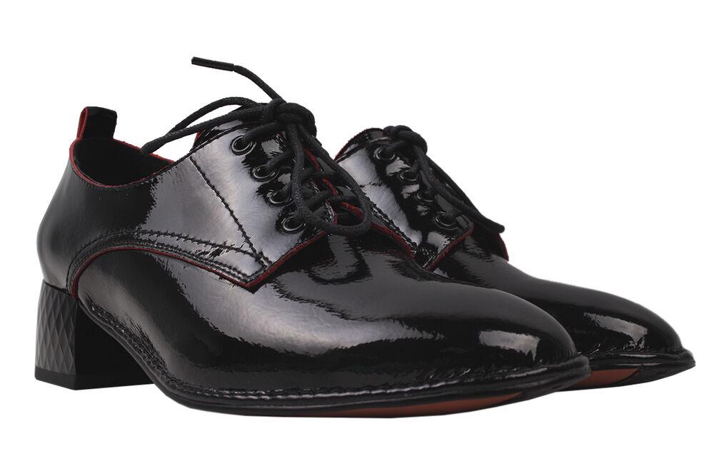 Туфли Polann на шнуровке женские из лаковой кожи р. 40 Черный (126-20DTC)