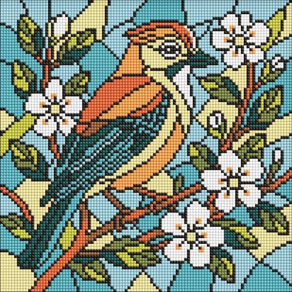 Алмазная мозаика Ideyka Витраж Сойка 30x30 см (Id-AMO8317)
