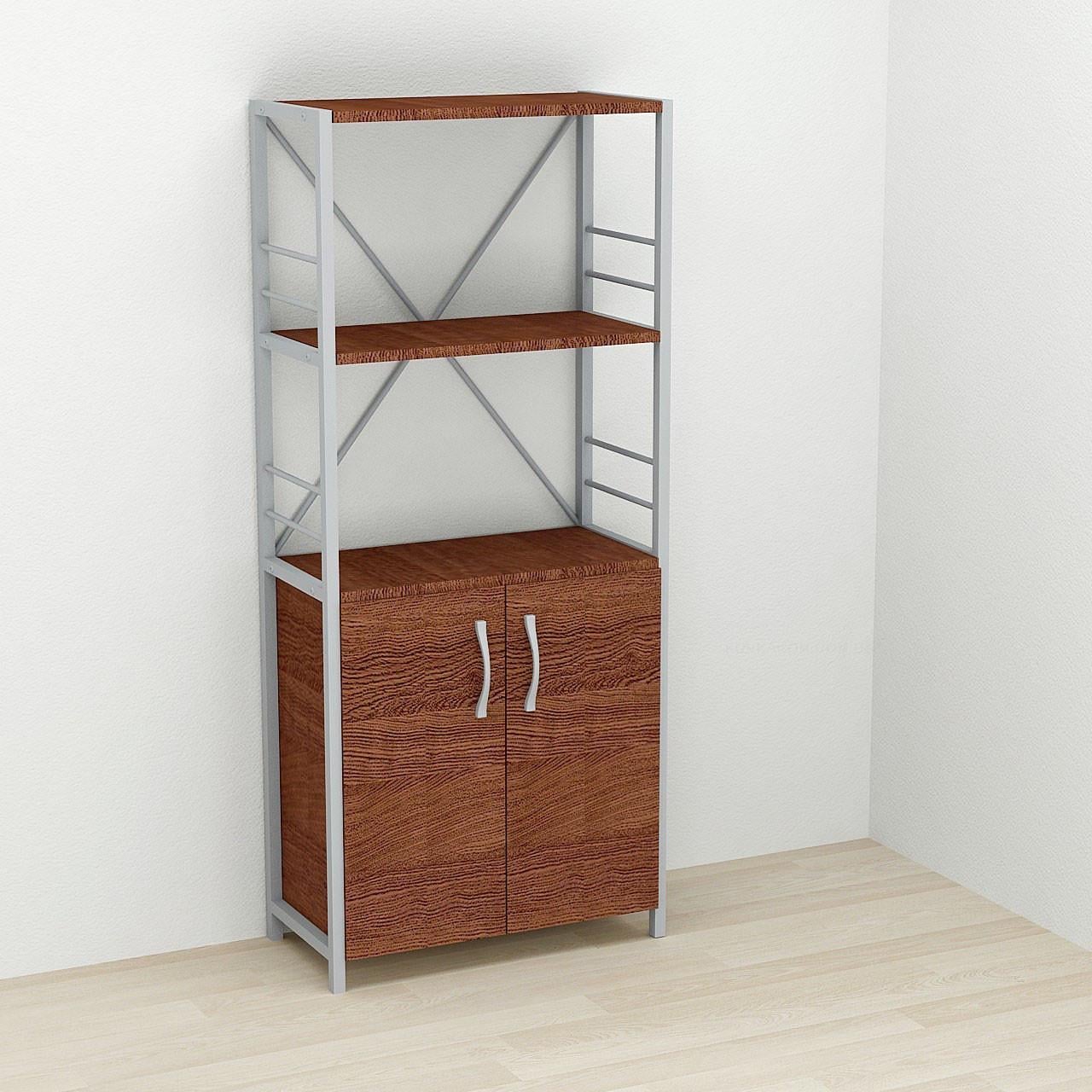 Этажерка Ferrum-decor 3/60 Коннект с тумбой 144x60x28 см Серый/Венге (FRD-105533)