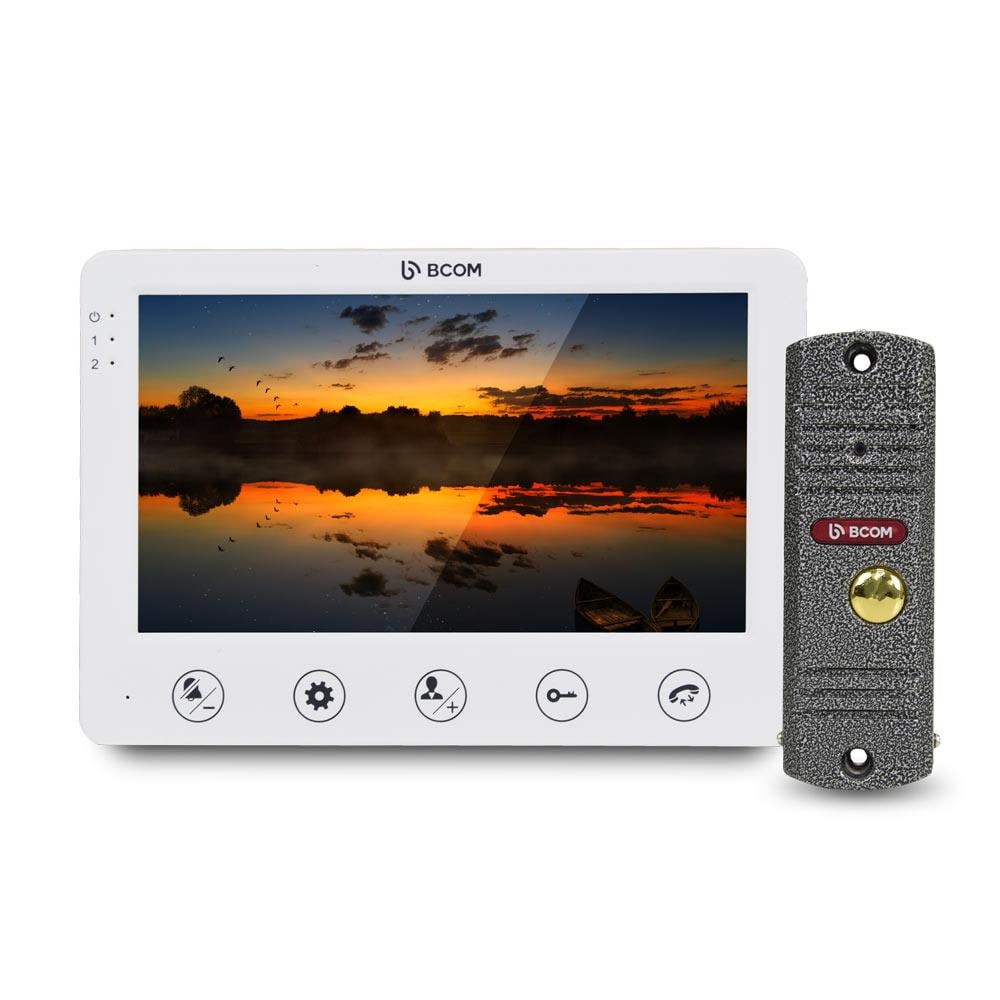 Комплект відеодомофона BCOM BD-710S Kit відеодомофон 7" та відеопанель Silver/White (32632702)
