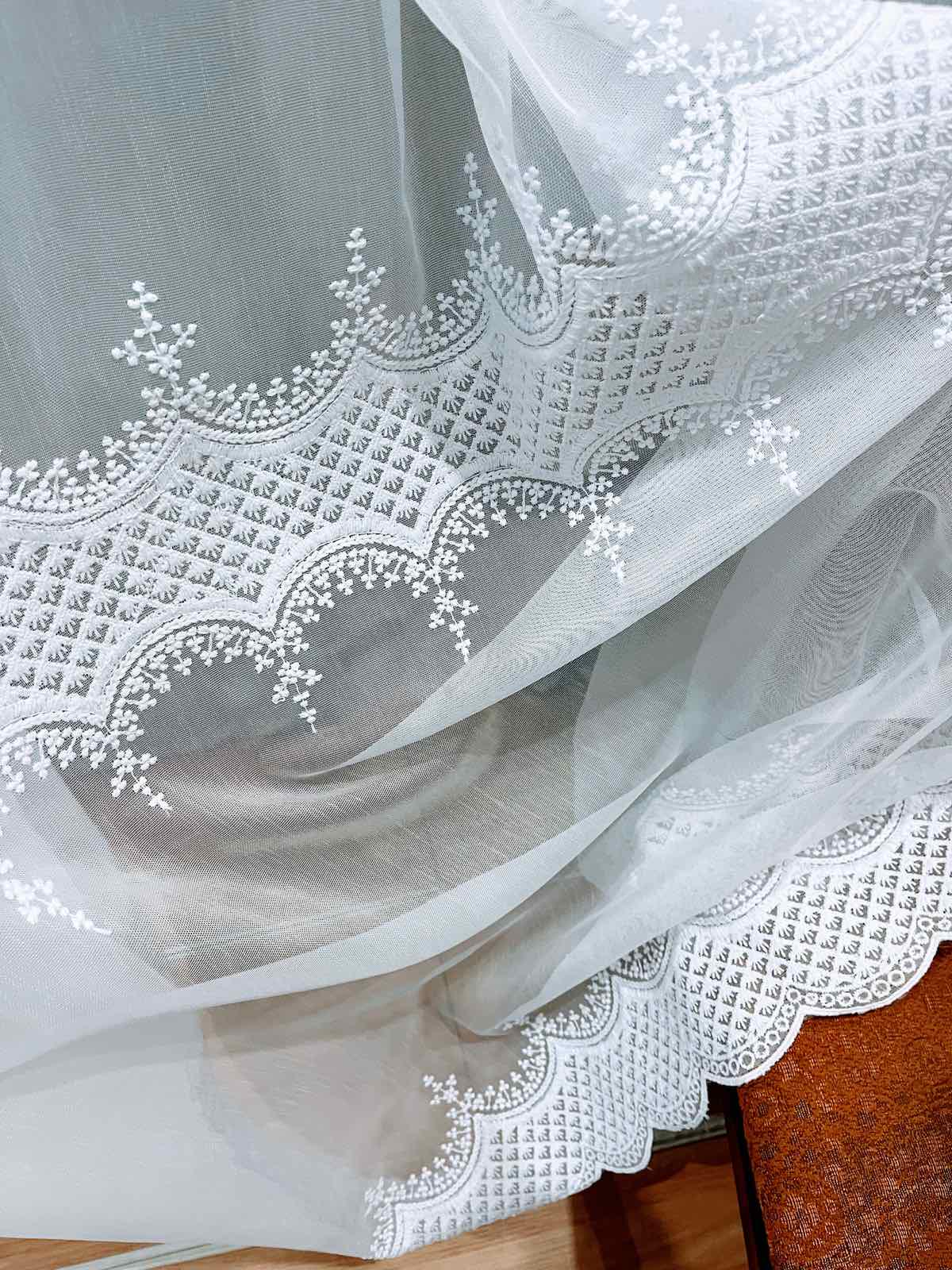 Тюль бамбук с вышивкой по низу 3х2,5 м 1 шт. Белый (2970) - фото 5