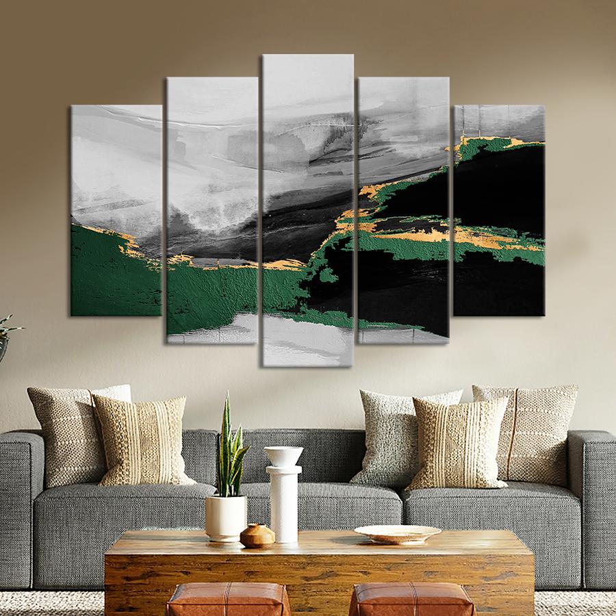 Картина на холсте Абстракция серо-зеленый пейзаж 137x85 см (V144-5_L)