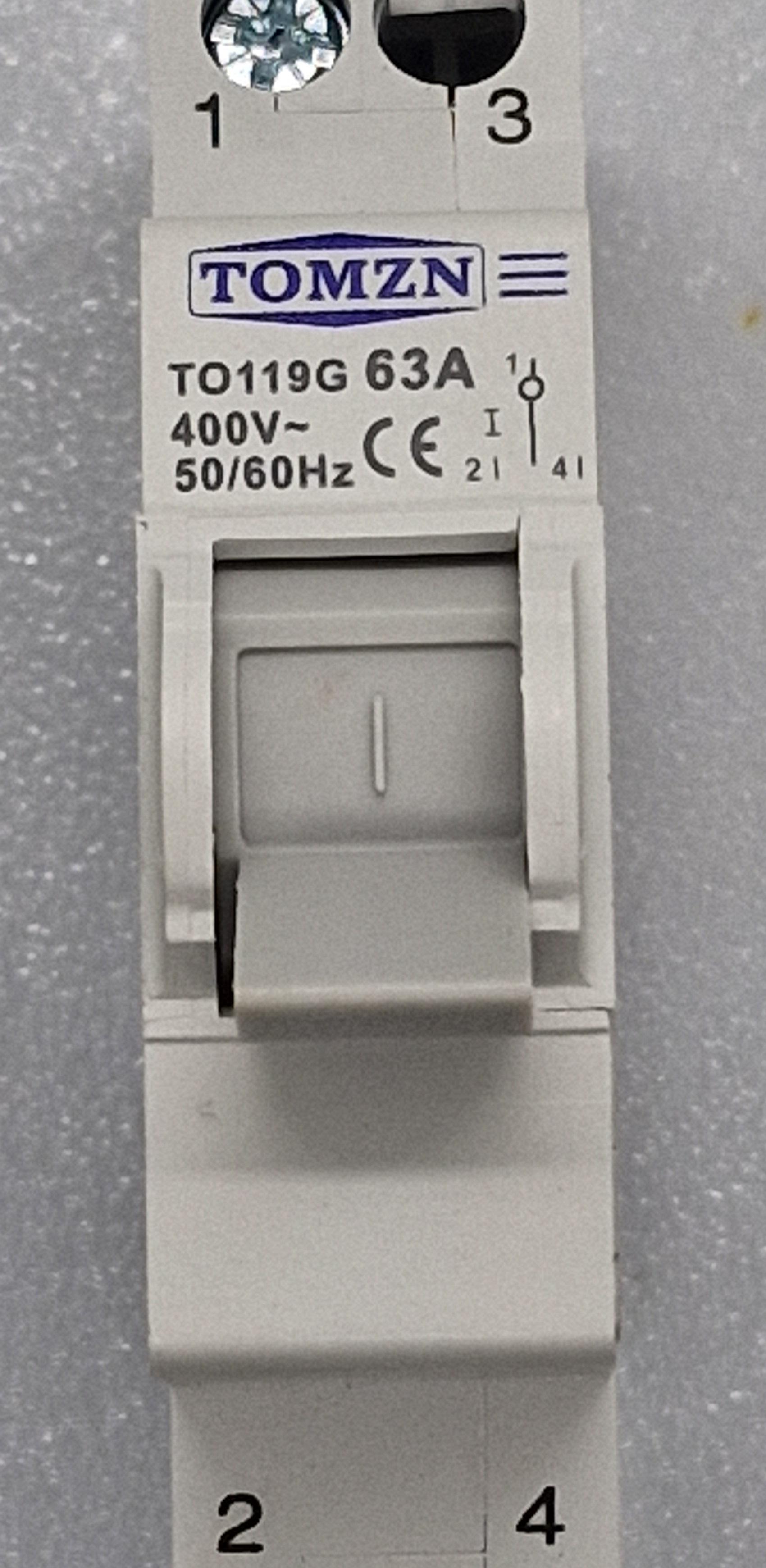 Перемикач введення резерву трипозиційний для генератора/інвертора TOMZN 63 A 1 полюс (TO119G1P-63A) - фото 11 Перемикач введення резерву трипозиційний для генератора/інвертора TOMZN 63 A 1 полюс (TO119G1P-63A) - фото 11