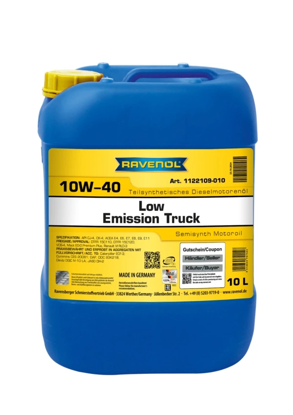 Моторное масло RAVENOL Low Emission Truck 10W-40 полусинтетика 10 л (1122109-010)