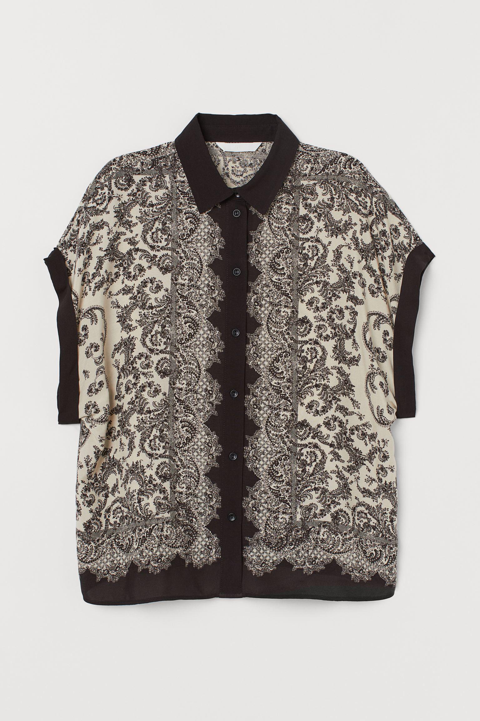 Блуза H&M Узор р. 38 Бежевый (3037609820)