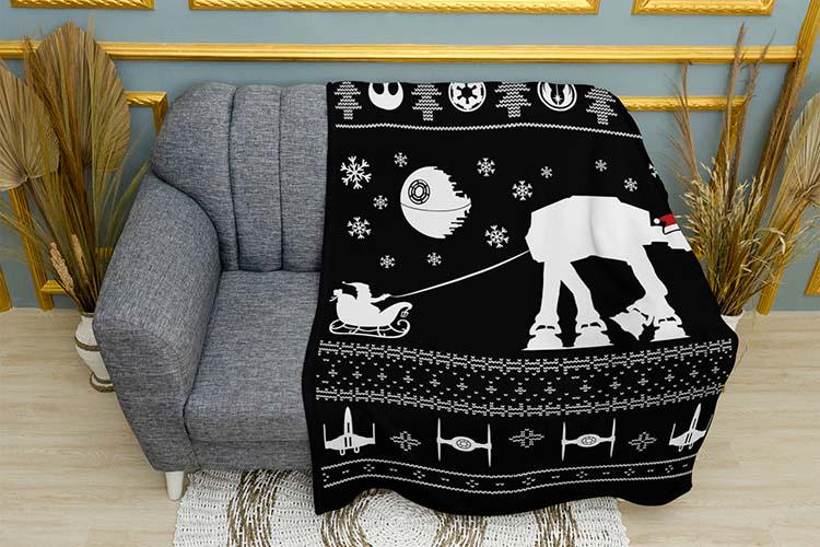 Плед плюшевый Santa and Christmas Battle Star Wars двухслойный 150х210 см (114515-3)