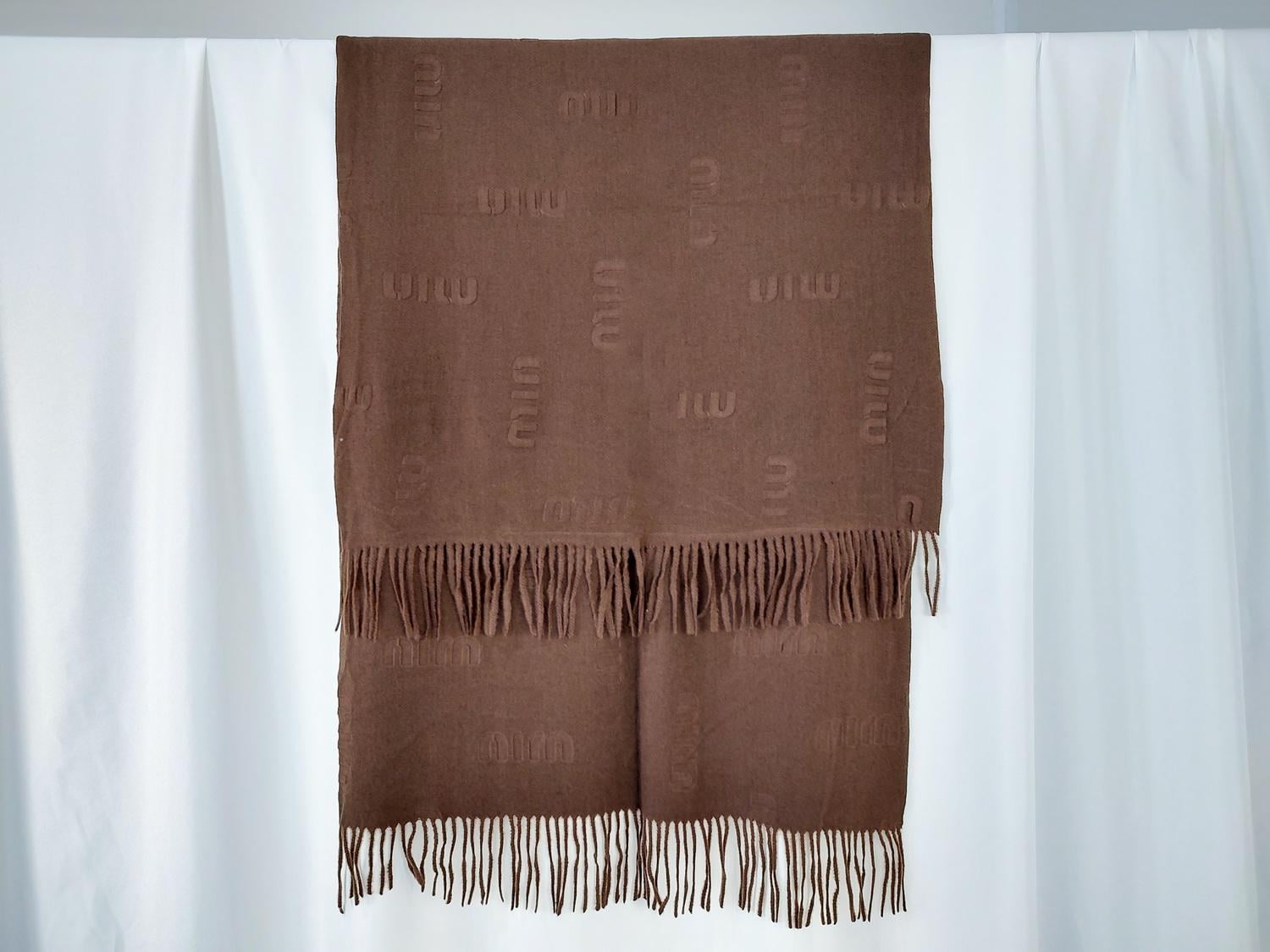 Шарф кашемировый с бахромой 180х70 см Коричневый (ШарфКаш102)