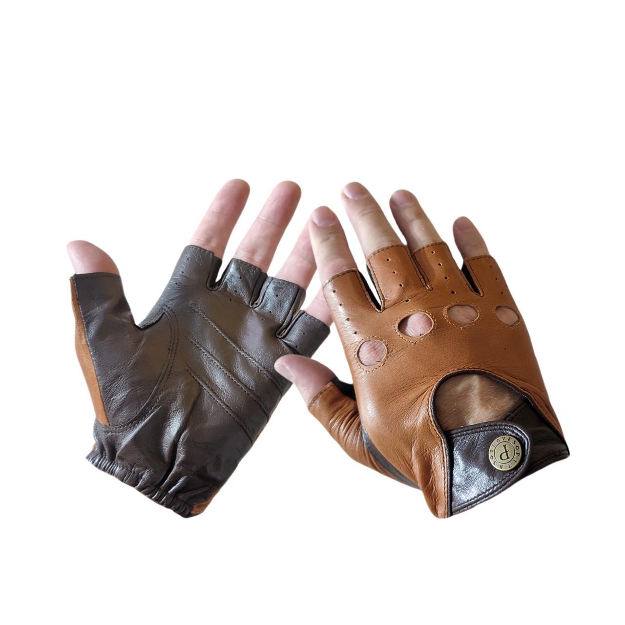 Перчатки беспалые мужские Pitas 1077 кожаные р. 9.5 Коньячный (30084626)