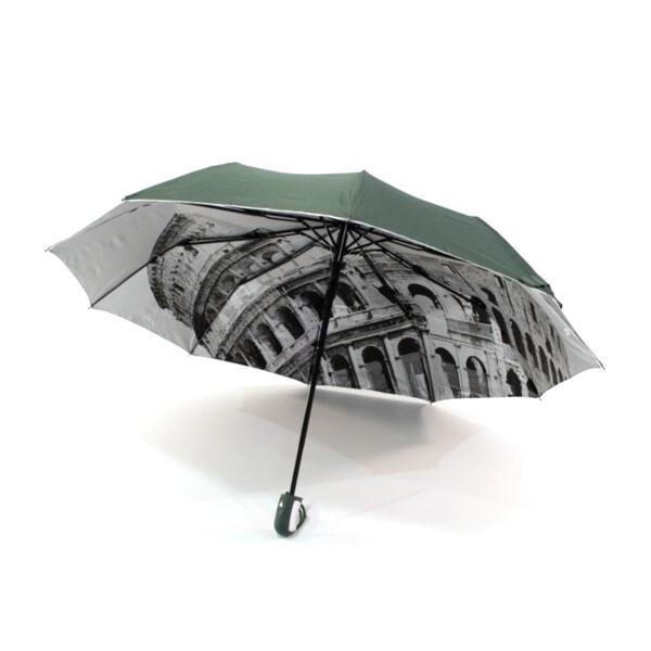Женский зонт Bellissimа полуавтомат с рисунком города внутри Зеленый (13271)