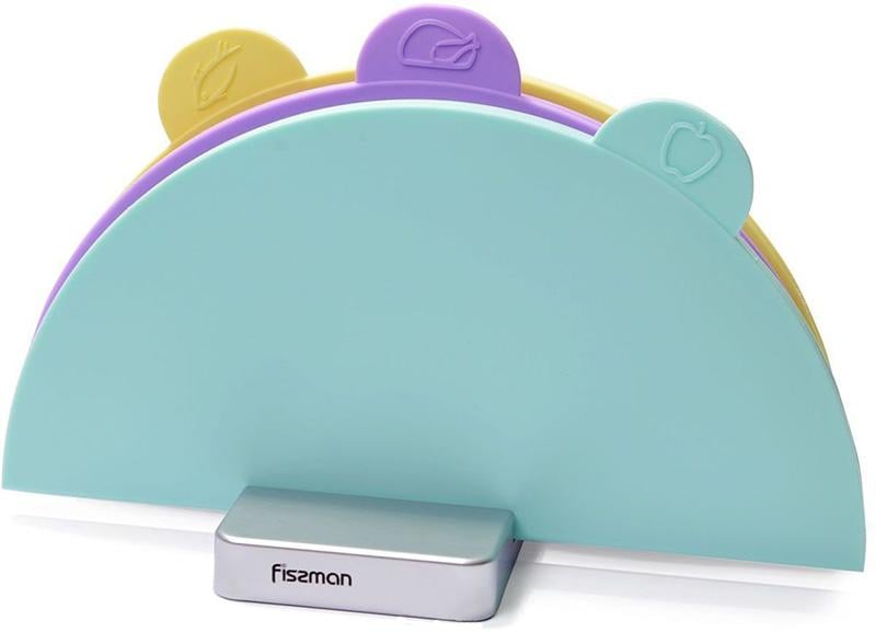 Набор складных разделочных досок Fissman 28х28 см 3 шт. круглые на подставке (FN-8008)