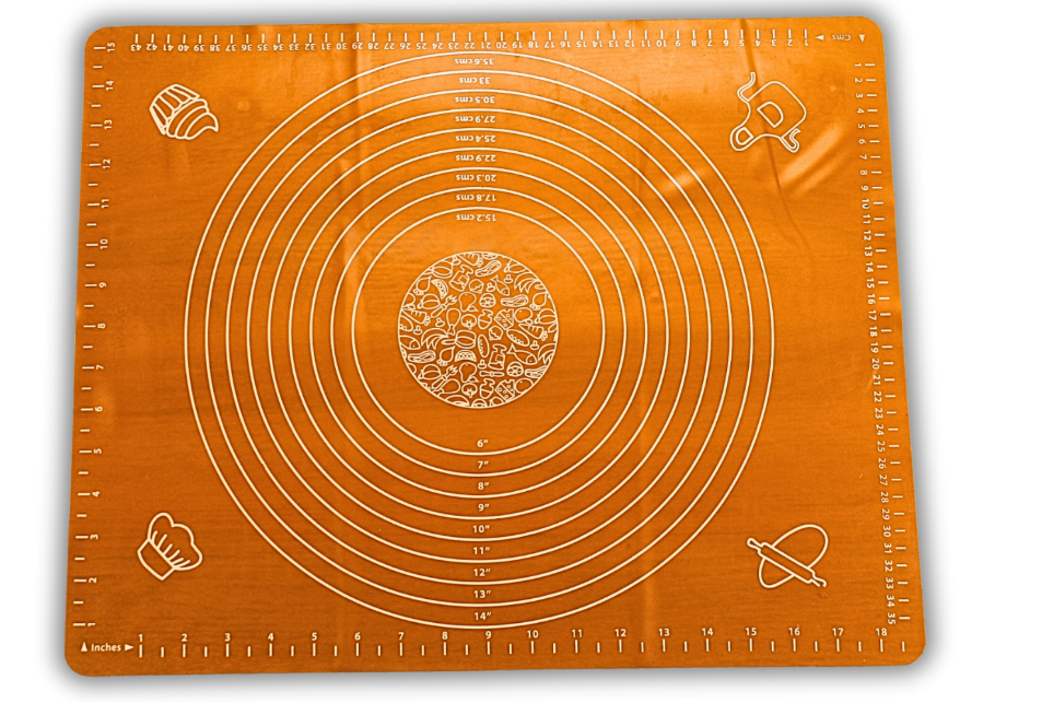 Коврик для теста силиконовый с разметкой 50х40 см Оранжевый