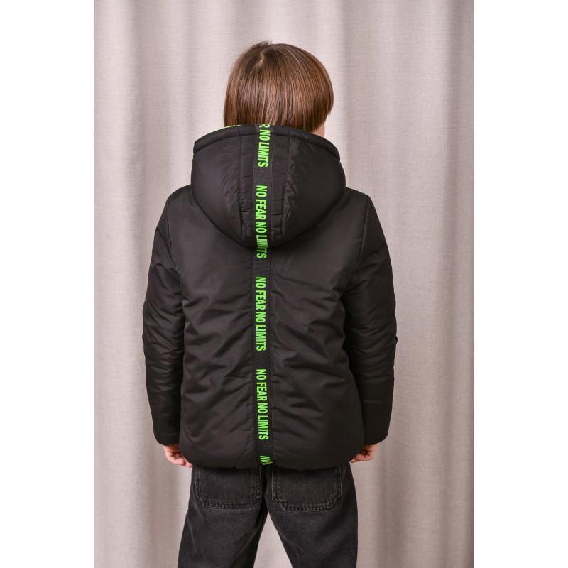 Куртка осенняя для мальчика двухсторонняя 128 см Черный с салатовым (2733511141) - фото 4