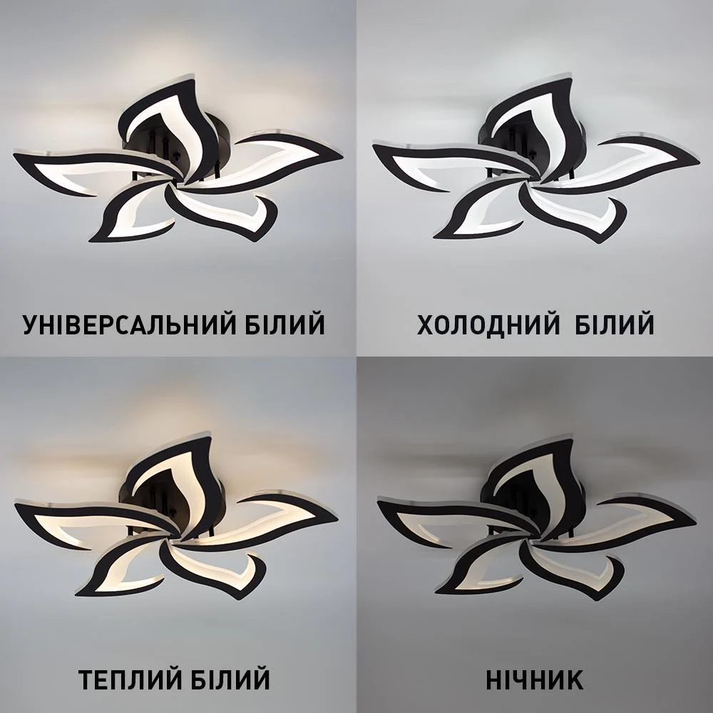 Люстра светодиодная ESLLSE ELLA 5F с пультом 50 Вт 600x95 мм Черный (10594) - фото 2 Люстра светодиодная ESLLSE ELLA 5F с пультом 50 Вт 600x95 мм Черный (10594) - фото 2