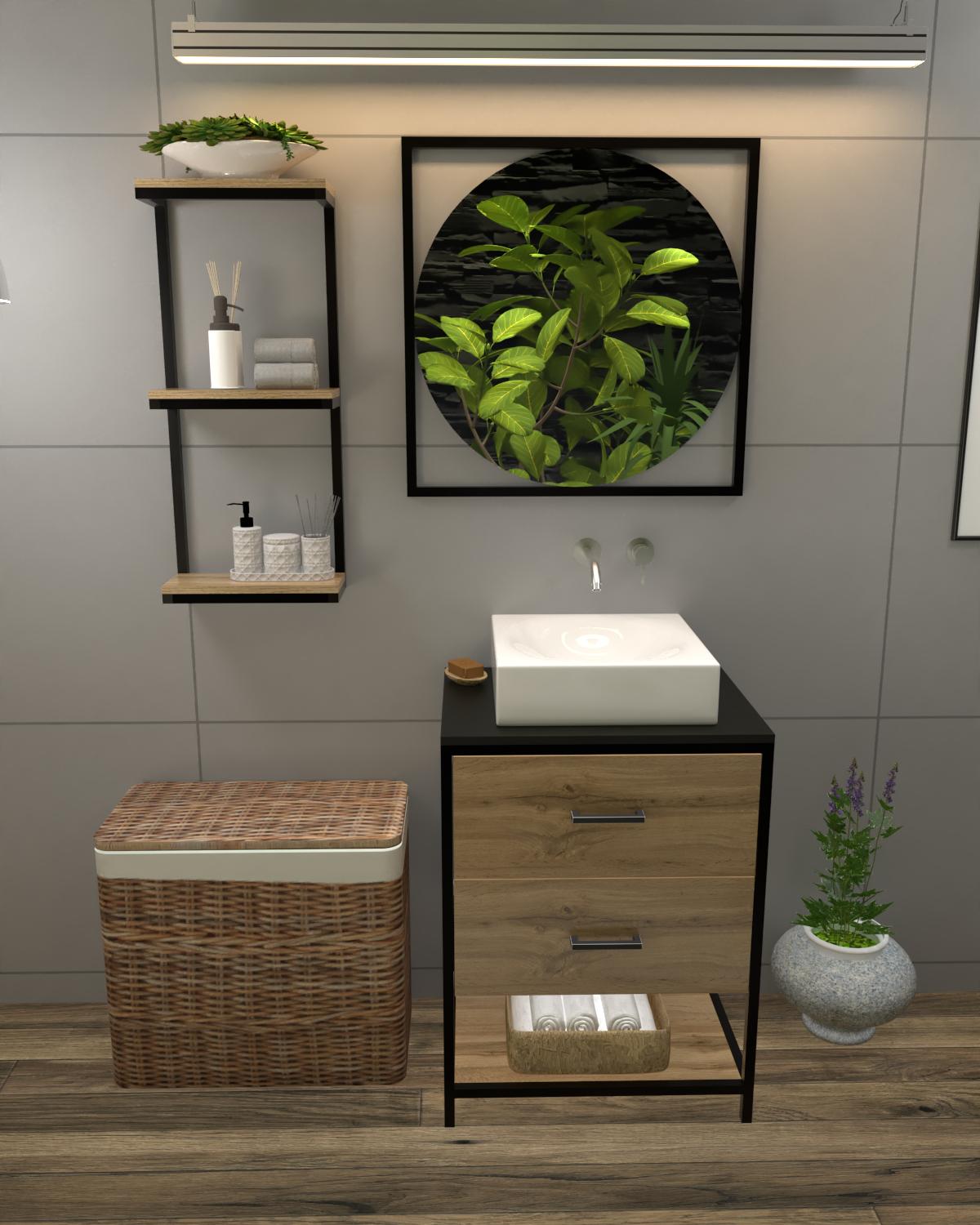 Комплект мебели в ванную комнату EcoLoft Lazaro DSP-1407-1 в стиле лофт Дуб Аппалачи (32368226)