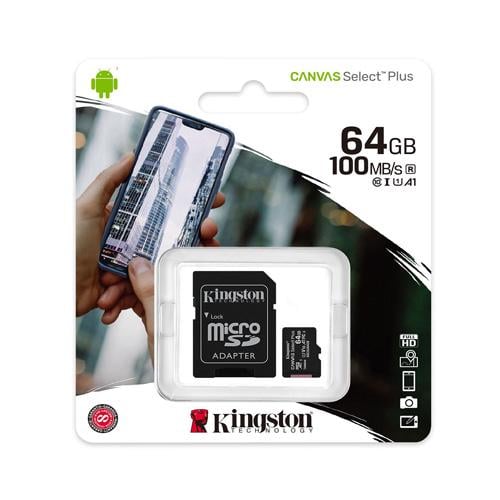 Карта памяти Kingston microSDXC Class 10 Canvas Select + A1 UHS-I U1 64 Гб (SDCS2/64GB)