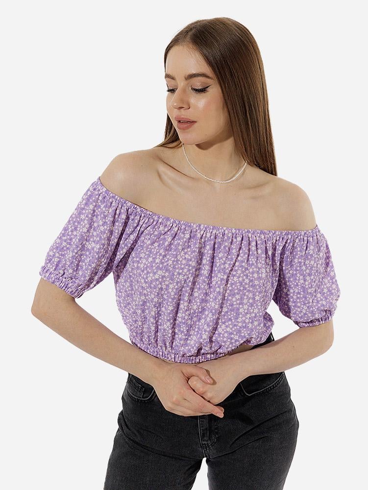 Блуза женская короткая ЦБ-00219017 р. 42 Сиреневый (SKT000906032)