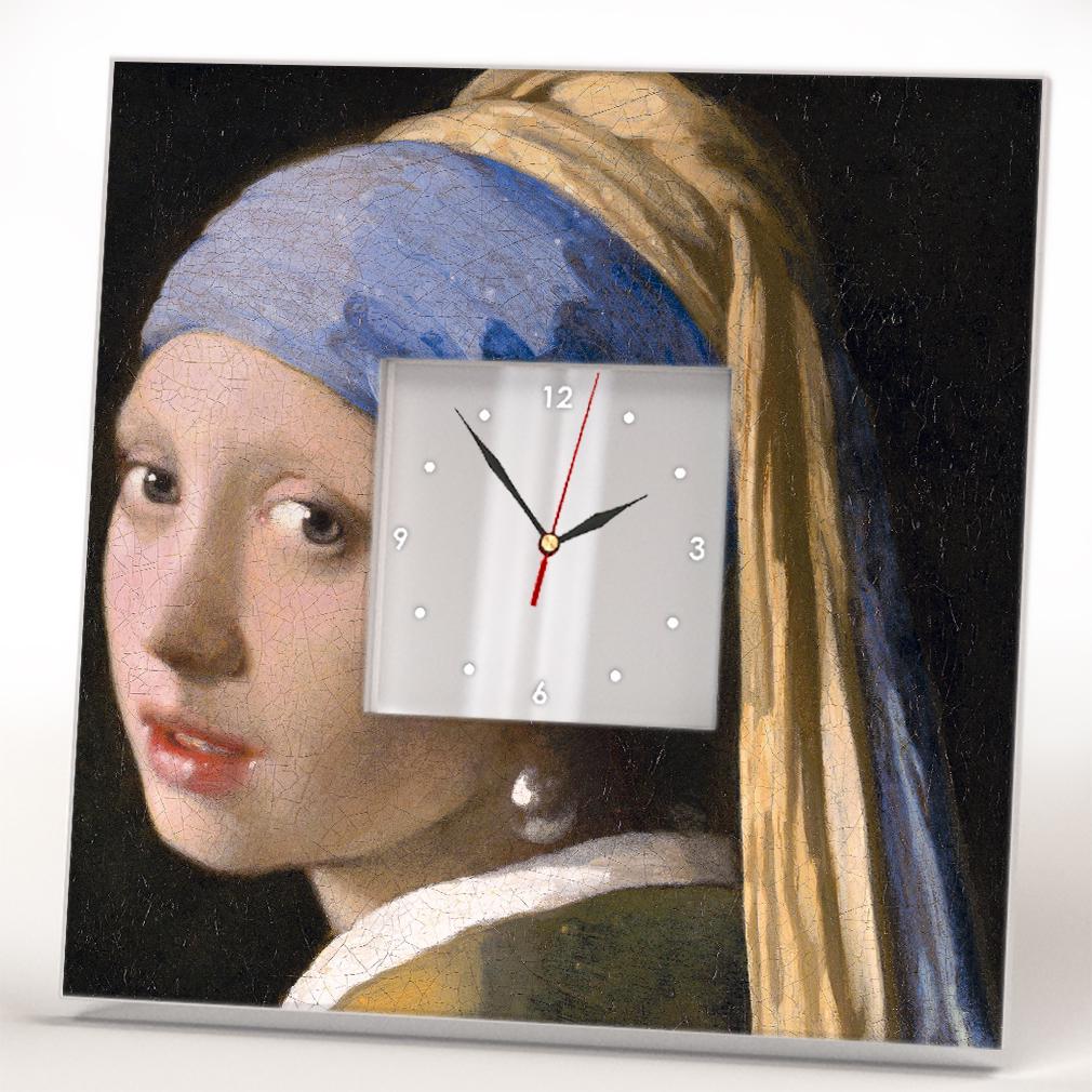 Часы картина "Девушка с жемчужной серьгой" Ян Вермеер 260x260 мм (C04377)