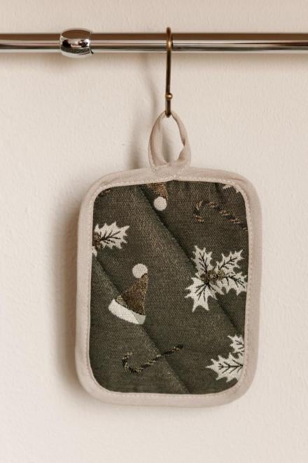 Прихватка новорічна з люрексом Шапочки 15х20 см Зелений (37918)