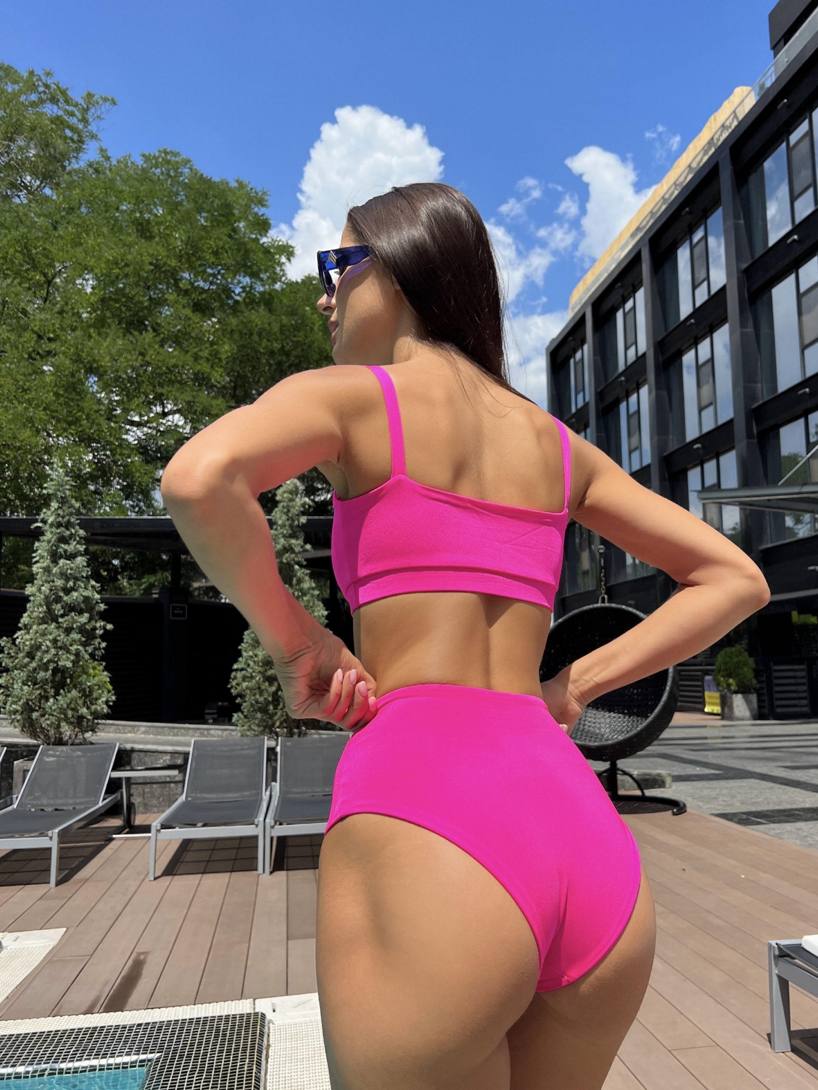 Комплект женский Nova Vega высокие плавки и топ M Розовый (4055-24242) - фото 4