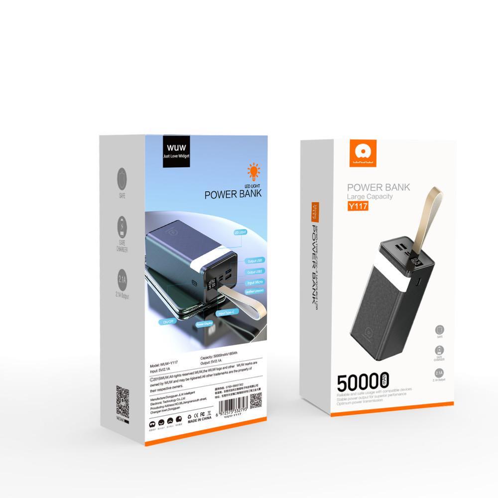 Універсальна мобільна батарея Wuw Y117 digital display з лампою 50000 mAh Чорний (216-00037) - фото 5