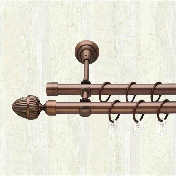 Карниз металевий Orvit Одеон двохрядний 19/19 мм відкритий 200 см Мідний (000-6734)