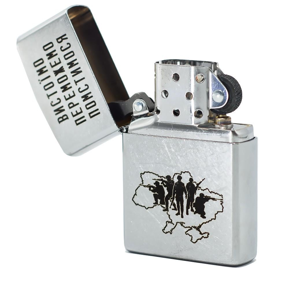 Зажигалка ZIPPO 207 VP Classic Street Chrome "Вистоїмо Переможемо Помстимося" - фото 3