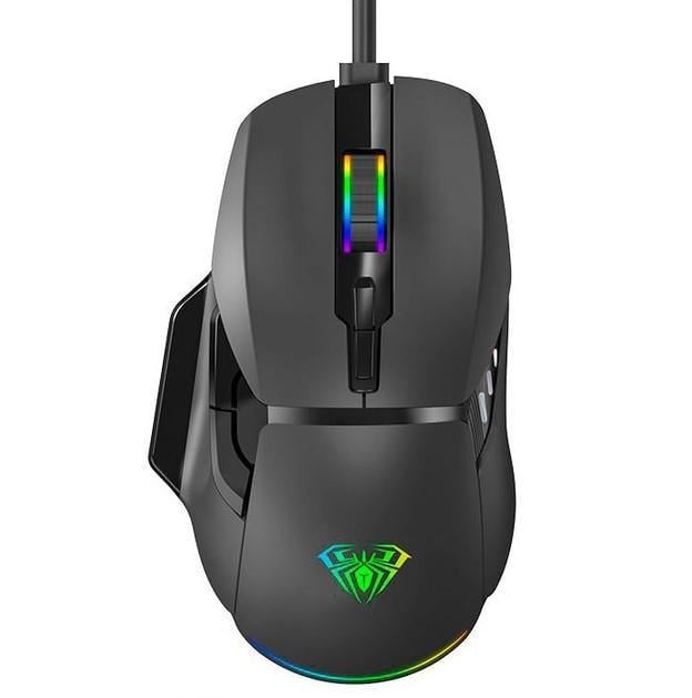 Миша Aula F815 Wired, чорний, USB, 1200-12800 dpi, кнопки 7 шт, RGB, кабель 1.5 м (6948391214344)