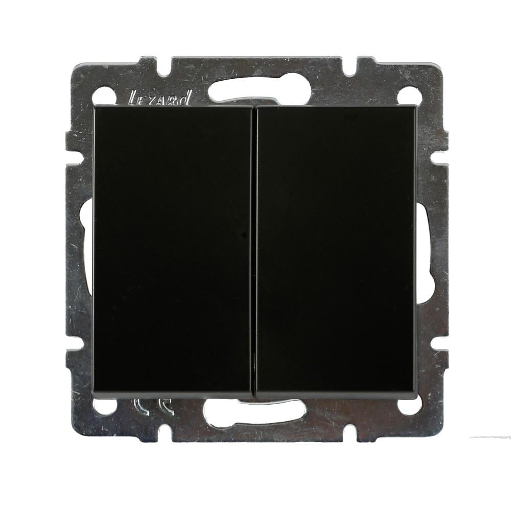 Выключатель Lezard Rain 2-клавишный без рамки Антрацитовый (7034288101)