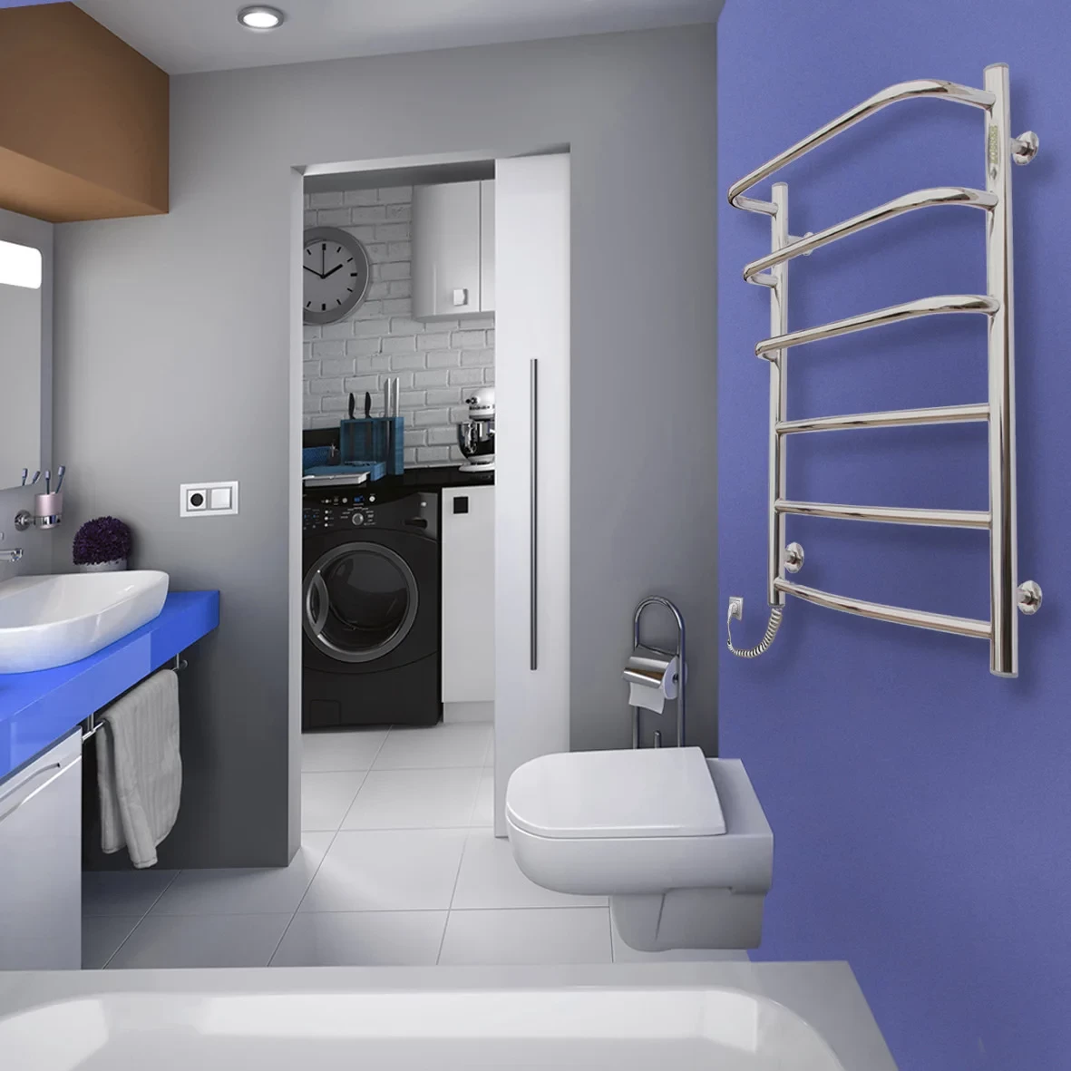 Полотенцесушитель электрический KOSSER Лайт ER 6 секций 800х500 мм - фото 2 Полотенцесушитель электрический KOSSER Лайт ER 6 секций 800х500 мм - фото 2