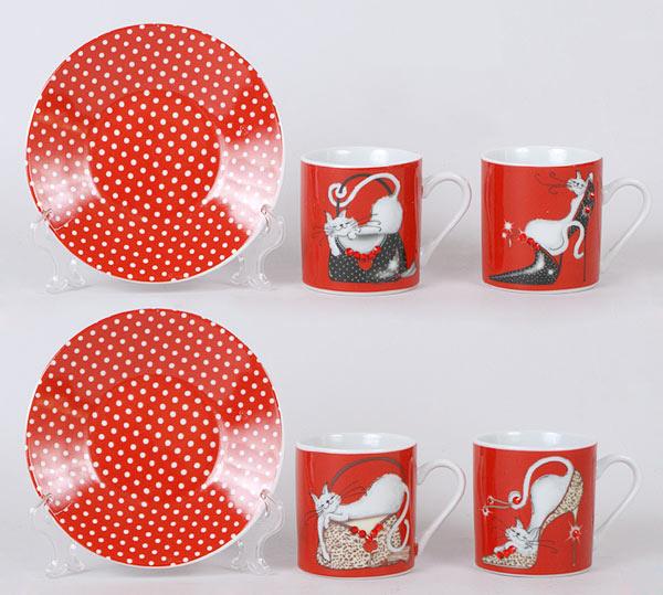 Набор для эспрессо Модная кошка чашки и блюдца 4 шт. 80 мл (BD-YG211) Набор для эспрессо Модная кошка чашки и блюдца 4 шт. 80 мл (BD-YG211)