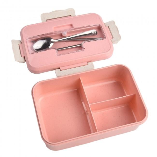 Ланч-бокс с металлическими приборами Natural 1 л Розовый (406283)