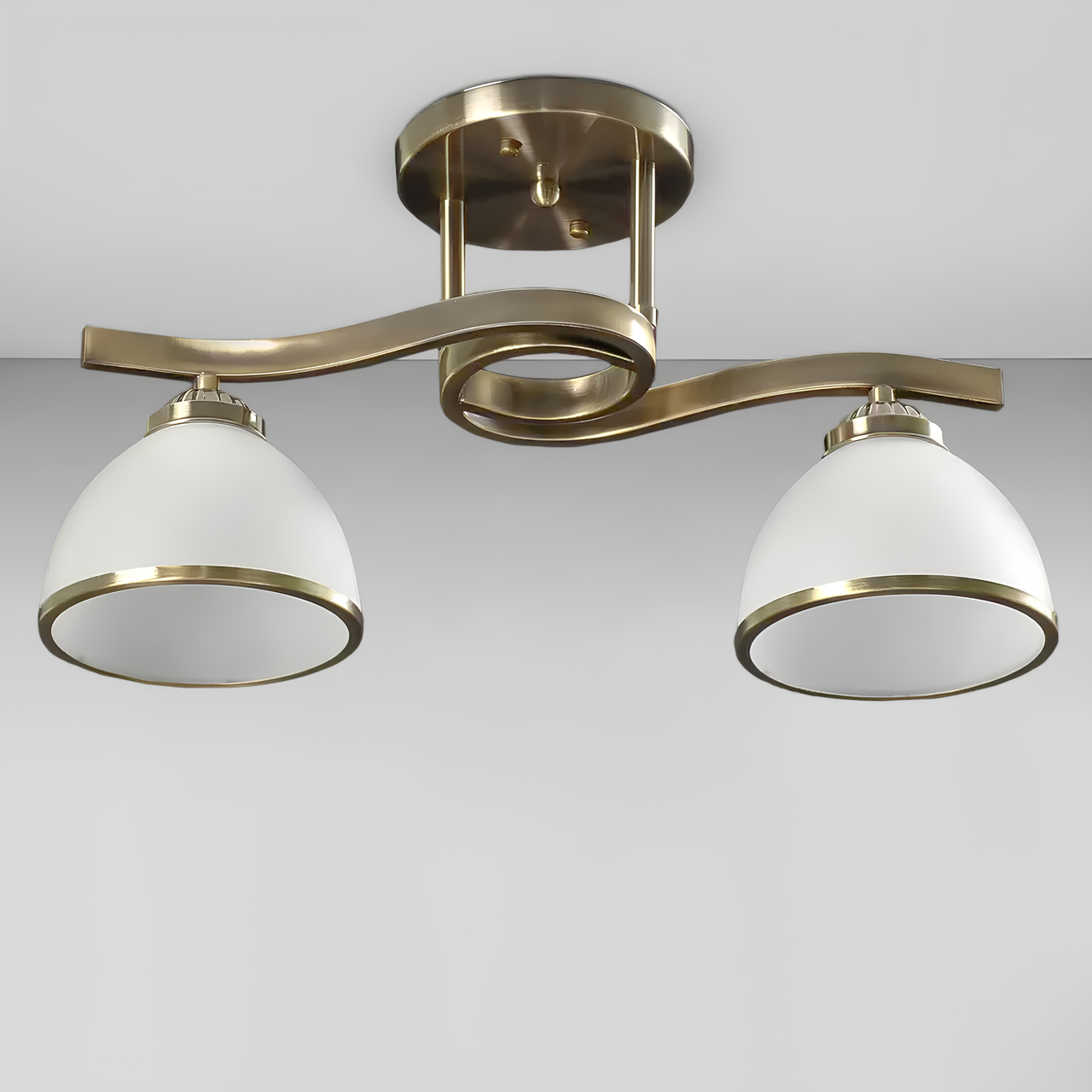 Люстра Svet на два плафона под лампу Е27 с ободками Бронзовый/Белый (SH-4193/2A AB) Люстра Svet на два плафона под лампу Е27 с ободками Бронзовый/Белый (SH-4193/2A AB)